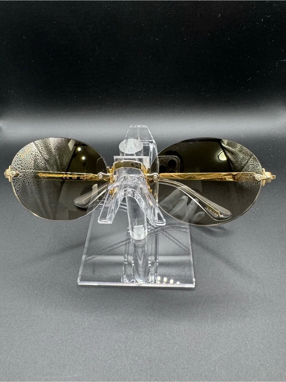 Ray-Ban Gold Frame Sunglasses with Brown Lenses and Gold Accents